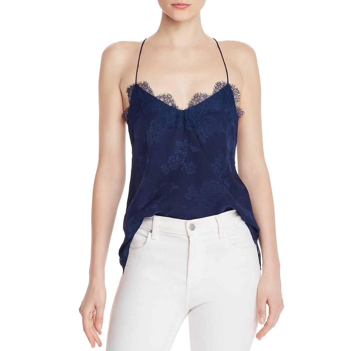 navy blue silk camisole top