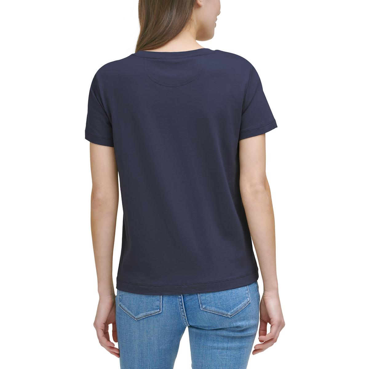 DKNY Womens Pocket Sequined Tee T-Shirt Top BHFO 0686