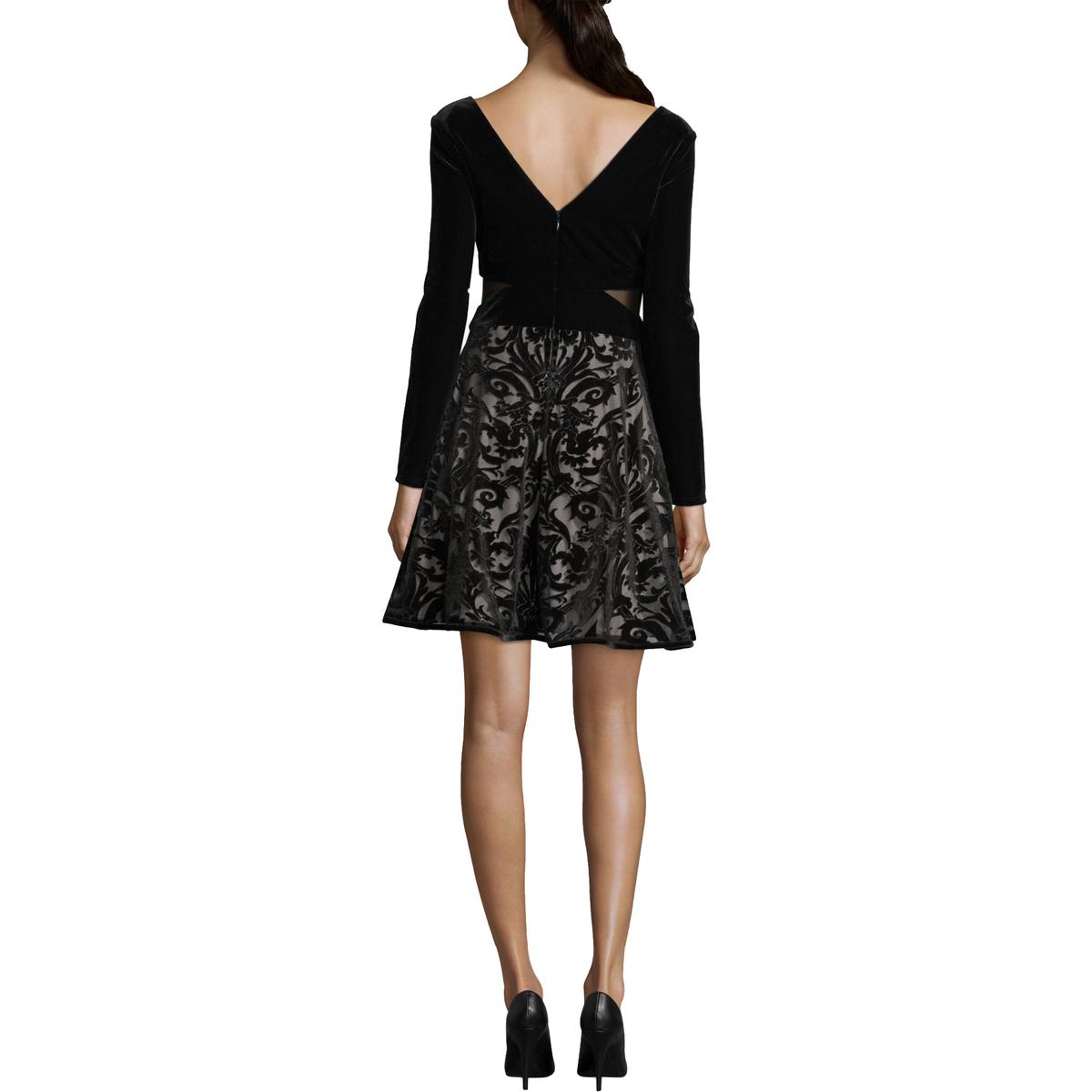 Xscape Womens Black Velvet Fit & Flare Cocktail Party Dress 12 BHFO ...