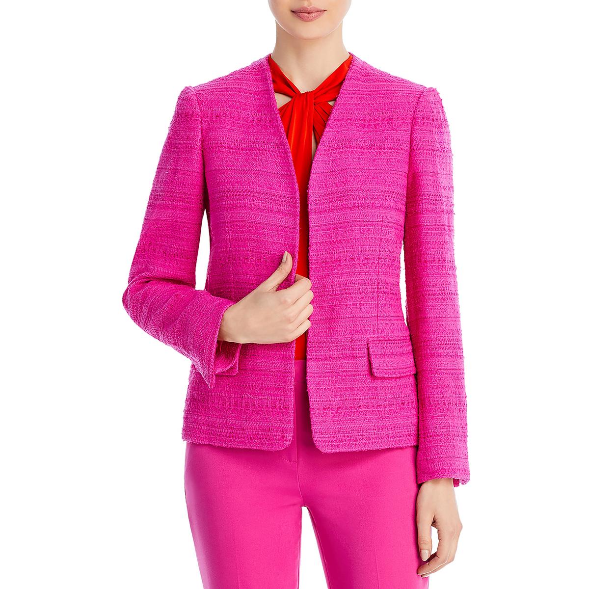 Pre-owned Kobi Halperin Womens Elle Tweed Business Open-front Blazer Jacket Bhfo 0221 In French Pink