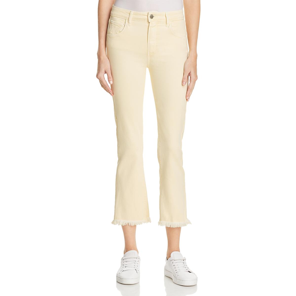 Paige Womens Colette Yellow Unhemmed Colored Crop Flare Jeans 28 BHFO ...