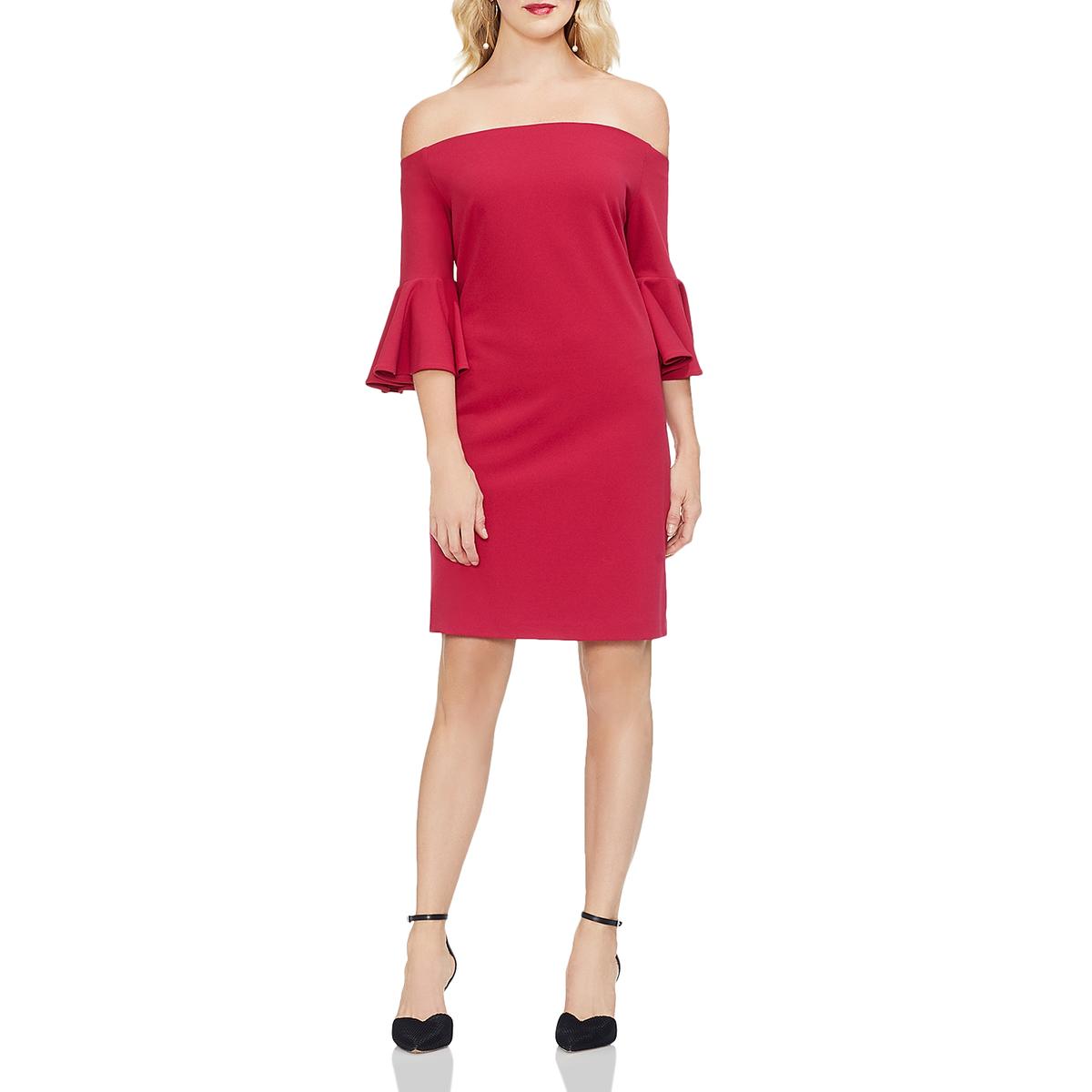 Vince Camuto Womens Pink Crepe Off-The-Shoulder Party Cocktail Dress L ...