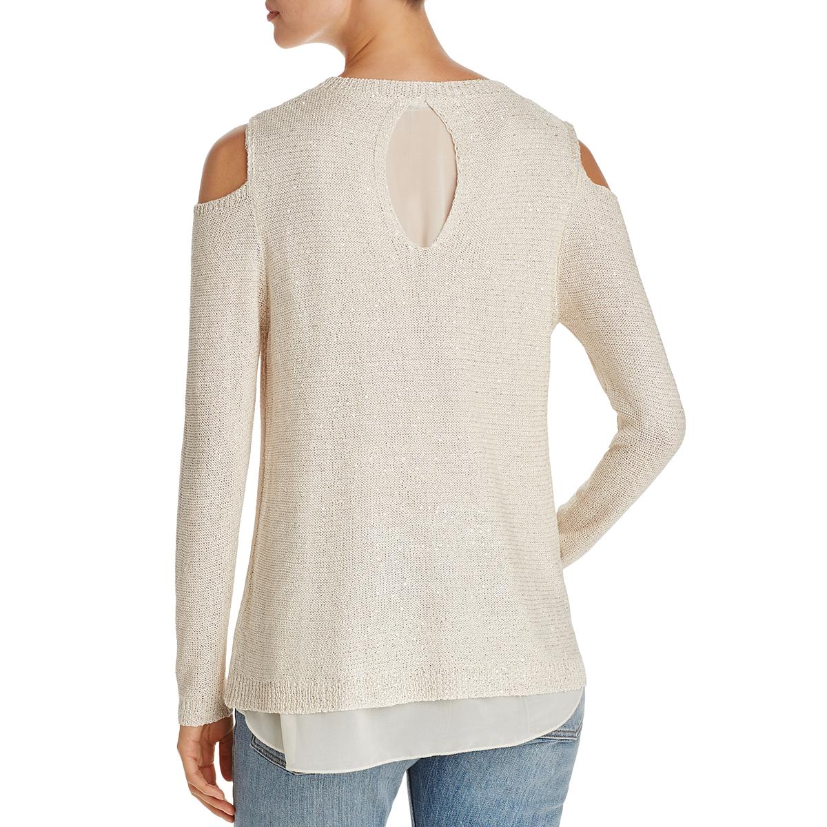Sioni Womens Beige Cable Knit Layered Pullover Sweater Top M BHFO 7894 | eBay