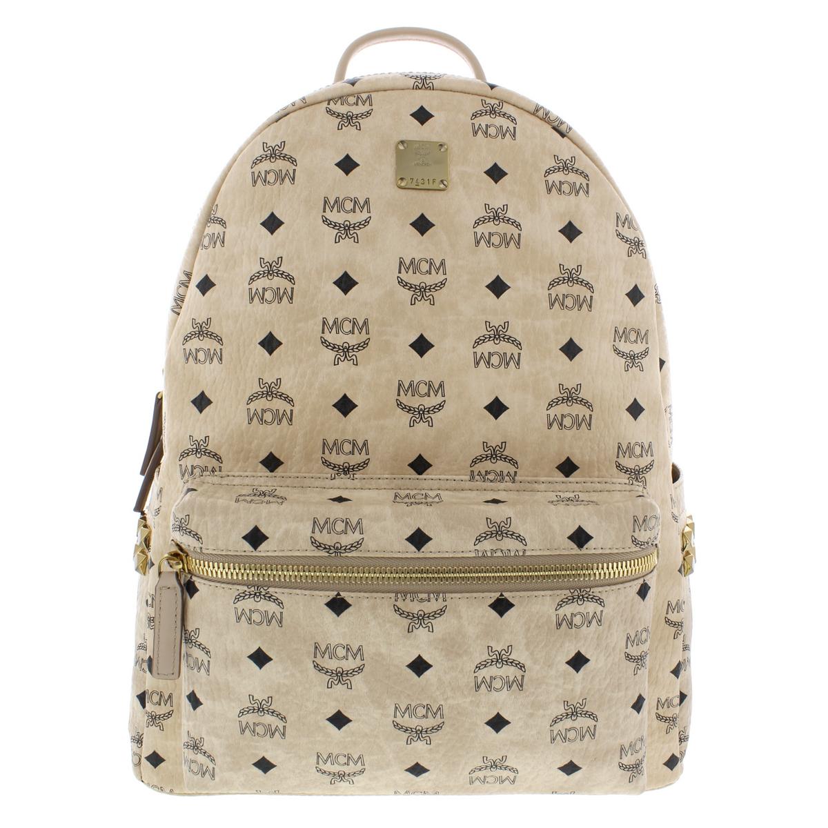 MCM Stark Beige Studded Monogram Fashion Backpack O/S BHFO 3345 | eBay