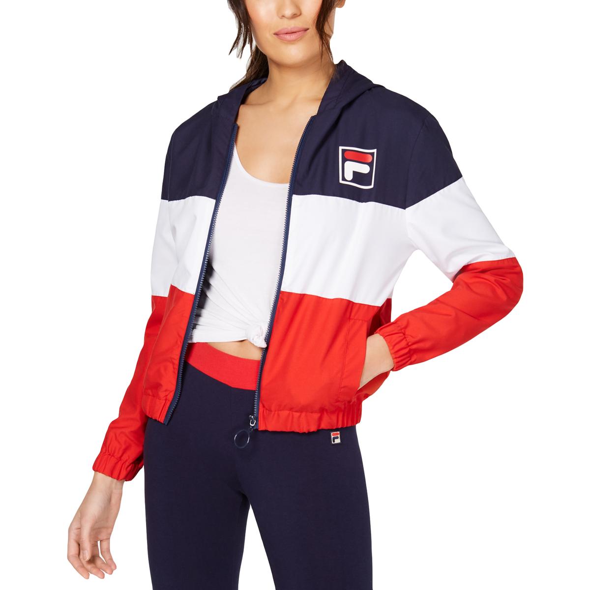 Fila Womens Navy Windbreaker Fitness Running Athletic Jacket M BHFO ...