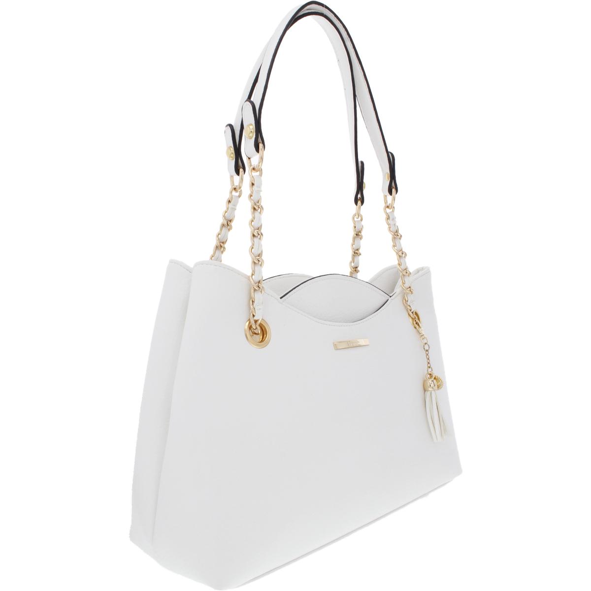 Jessica Simpson Womens Malena White Scalloped Tote Handbag Purse Large ...