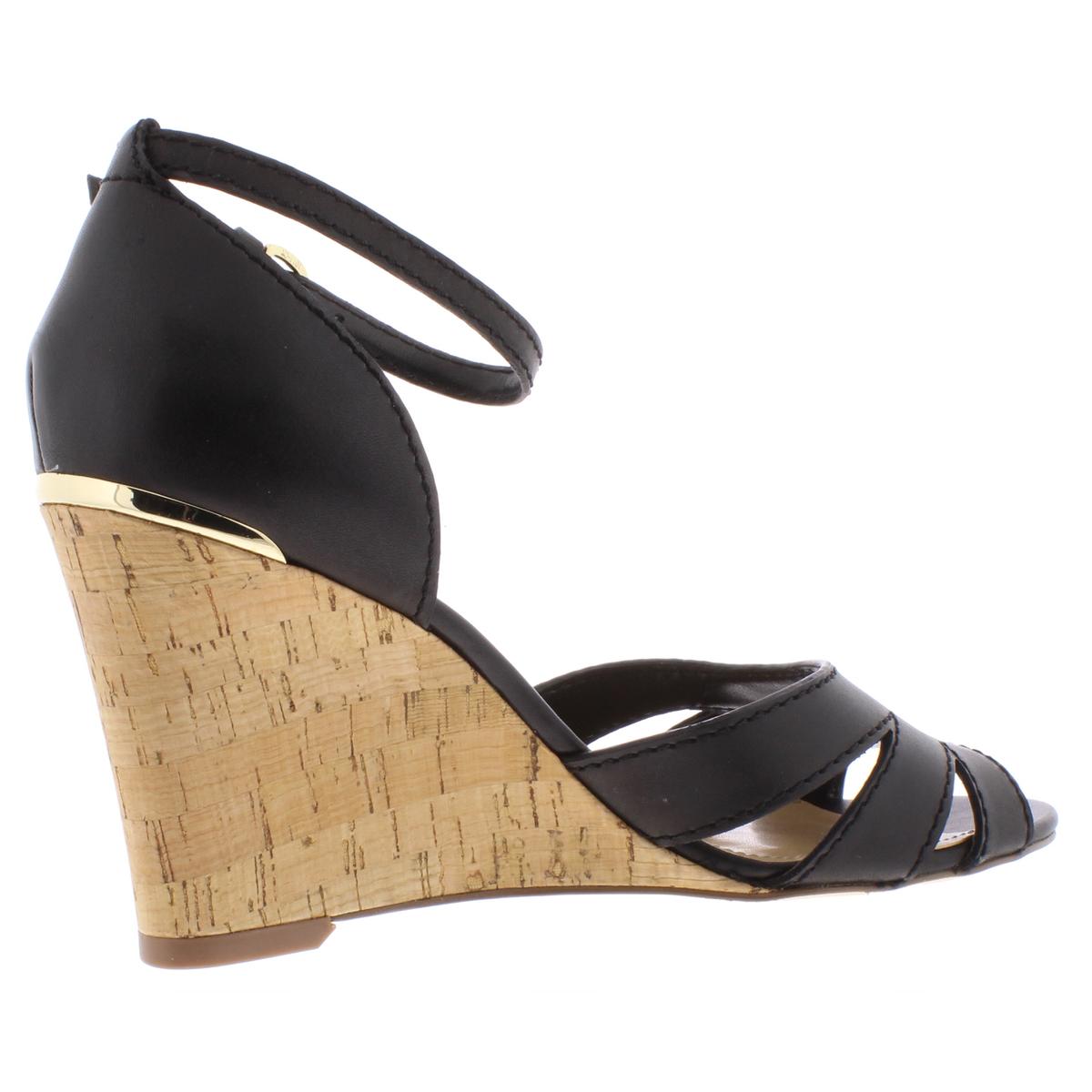 Nine West Womens Lilly Black Wedge Sandals Shoes 10 Medium (B,M) BHFO ...