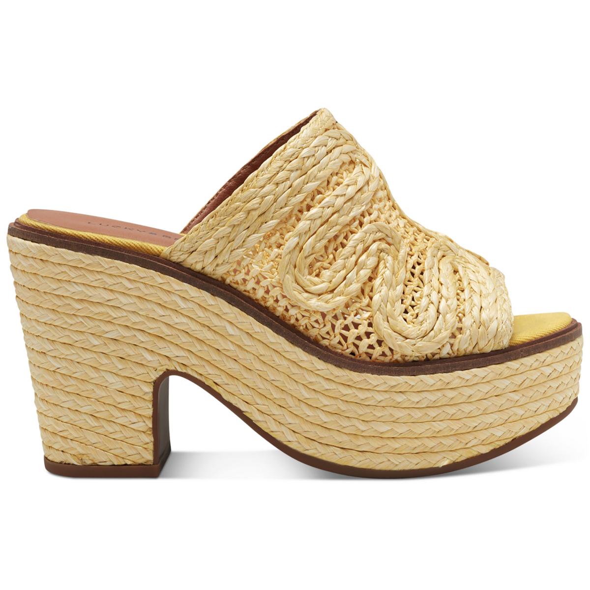 Lucky Womens Yena Embellished Slides Espadrille Block Heels Shoes BHFO ...