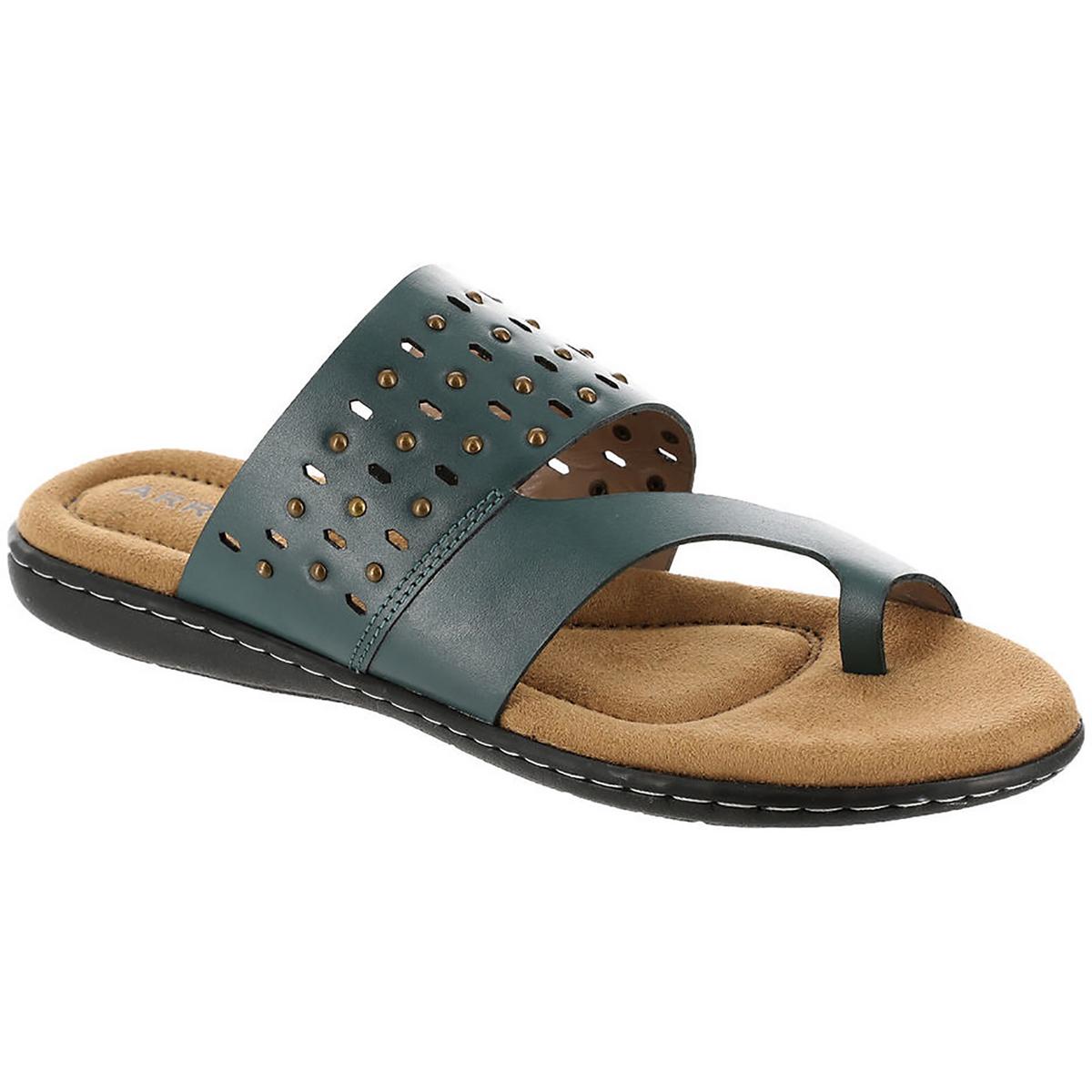 Array Womens Catalina Leather Studded Toe Loop Slide Sandals Shoes BHFO 9919 - Picture 3 of 5