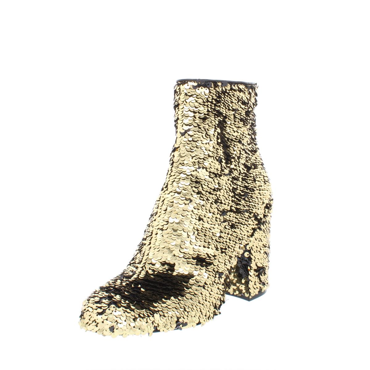 Steve Madden Womens Georgia Gold Sequin Booties Heels 5.5 Medium (B,M