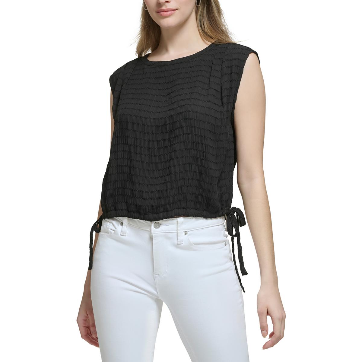 Женская черная блузка без рукавов с боковым галстуком-бабочкой Calvin Klein S BHFO 4636