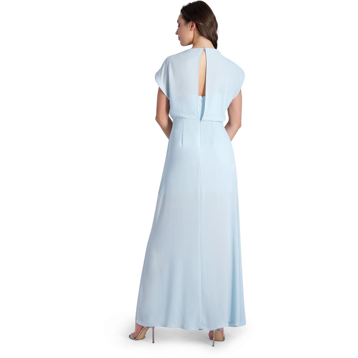 BCBGMAXAZRIA Evette Women’s Ruffled Chiffon V-Neck Gown with Front Slit - Picture 13 of 18