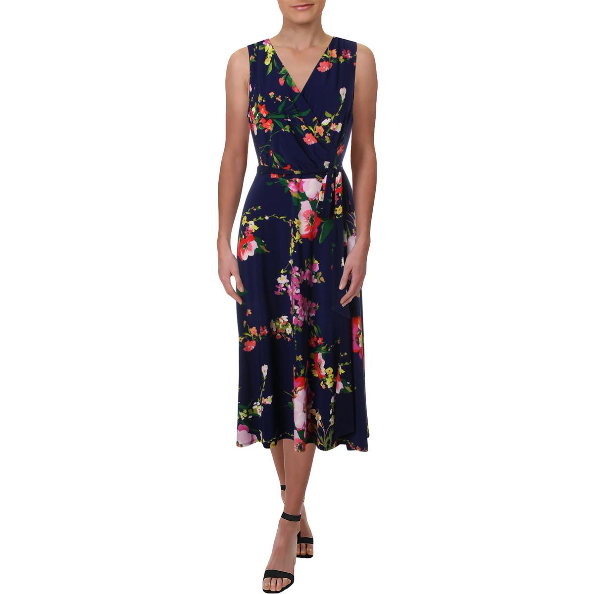 Lauren Ralph Lauren Womens Navy Sleeveless Floral Daytime Midi Dress 4 ...