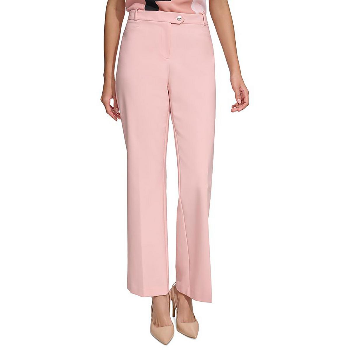 Calvin Klein Womens Pink Stretch High Rise Straight Leg Pants 2 BHFO 3922