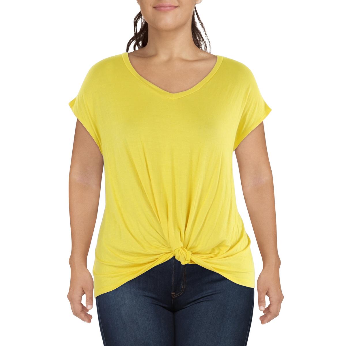 Coin 1804 Womens Gathered Tee T-Shirt Top Plus BHFO 9659