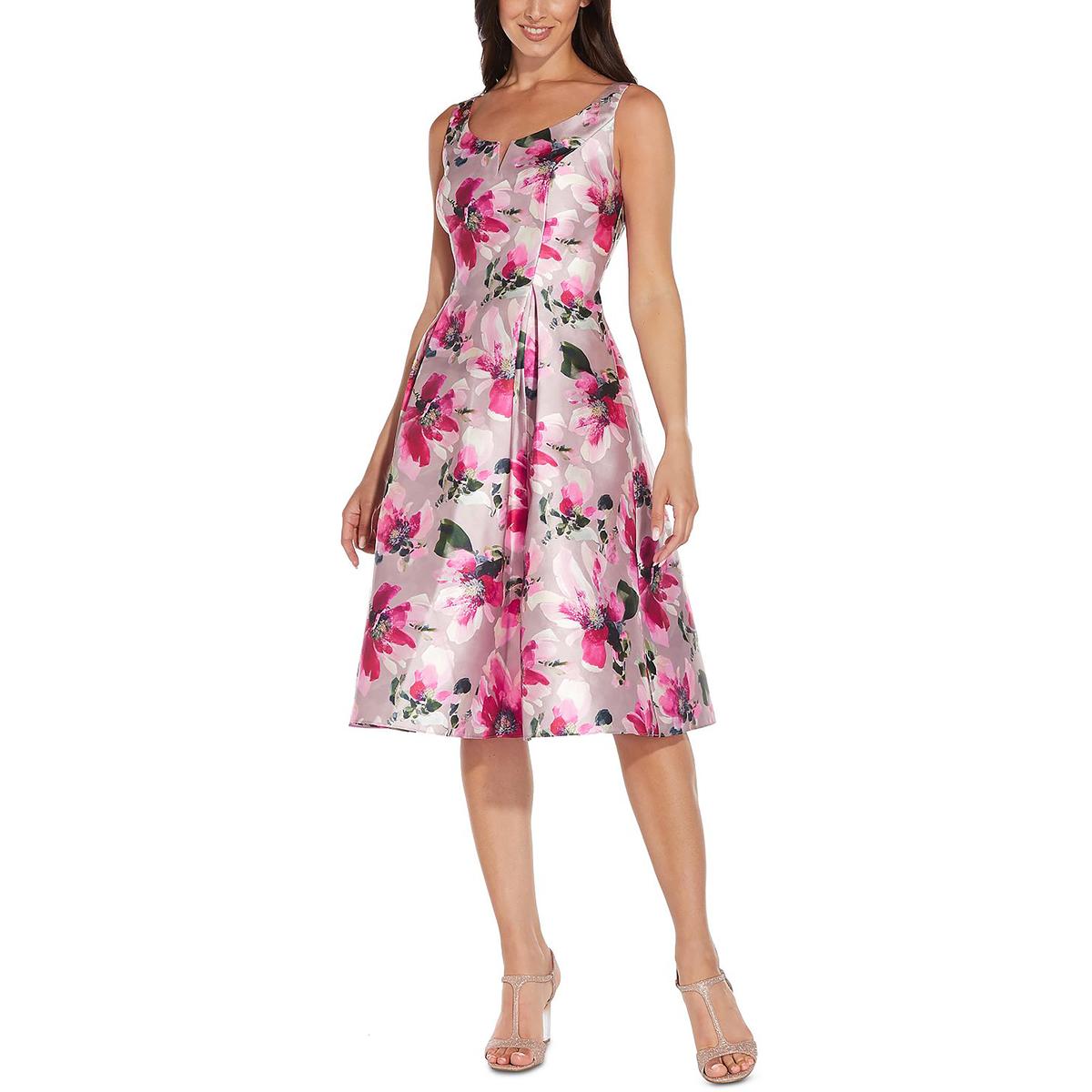 Adrianna Papell Womens Floral Printed Knee Fit & Flare Dress BHFO