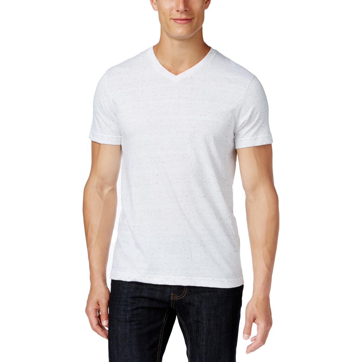Alfani Mens White Heathered Dotted Short Sleeve T-Shirt Top M BHFO 2388 ...