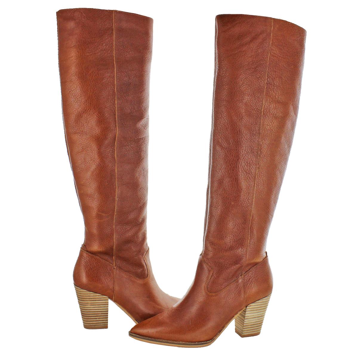 leather stacked heel boots