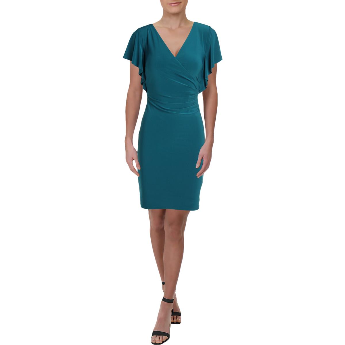 Lauren Ralph Lauren Womens Green V-Neck Party Sheath Dress Petites 6P ...