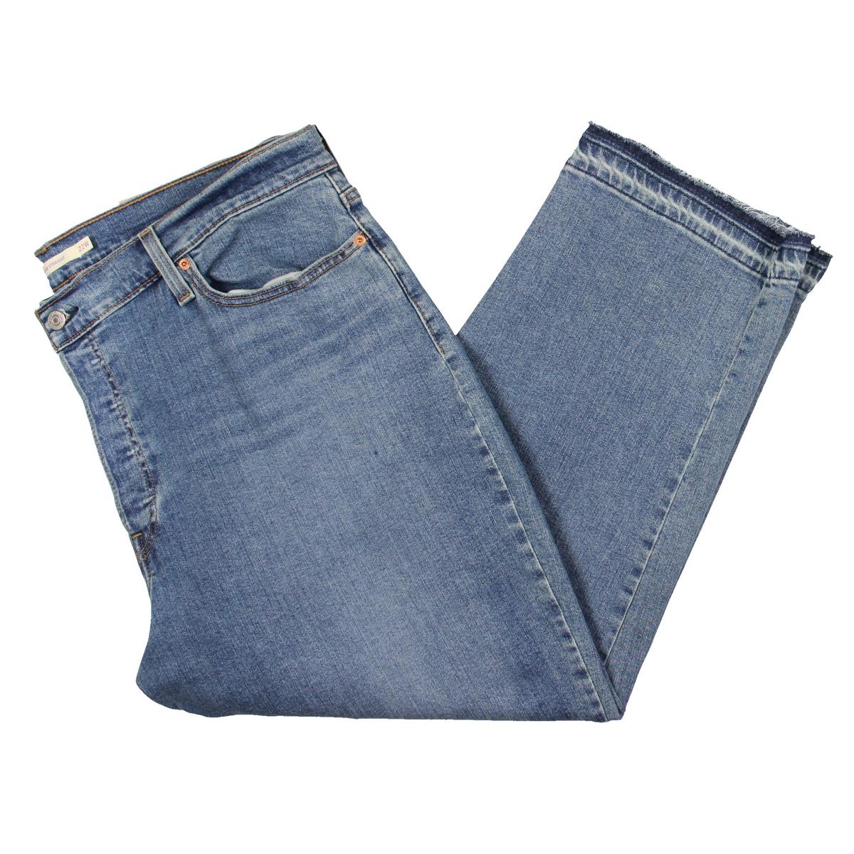 Женские синие джинсы Levis с высокой посадкой и средней степенью стирки с прямыми штанинами Plus 18W BHFO 2144
