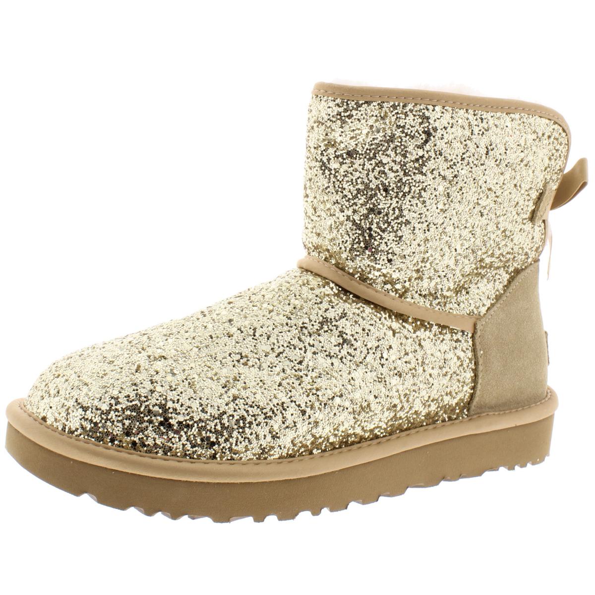 Ugg Womens Mini Bow Cosmos Gold Winter Boots Shoes 5 Medium (B,M) BHFO ...