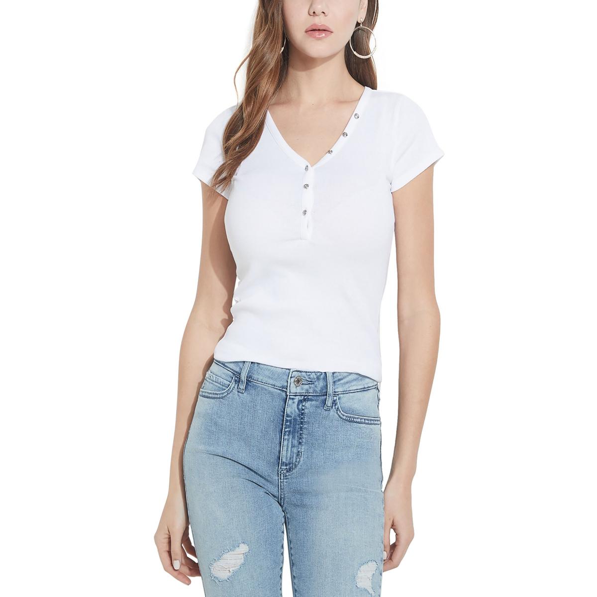 guess v neck t shirt women's