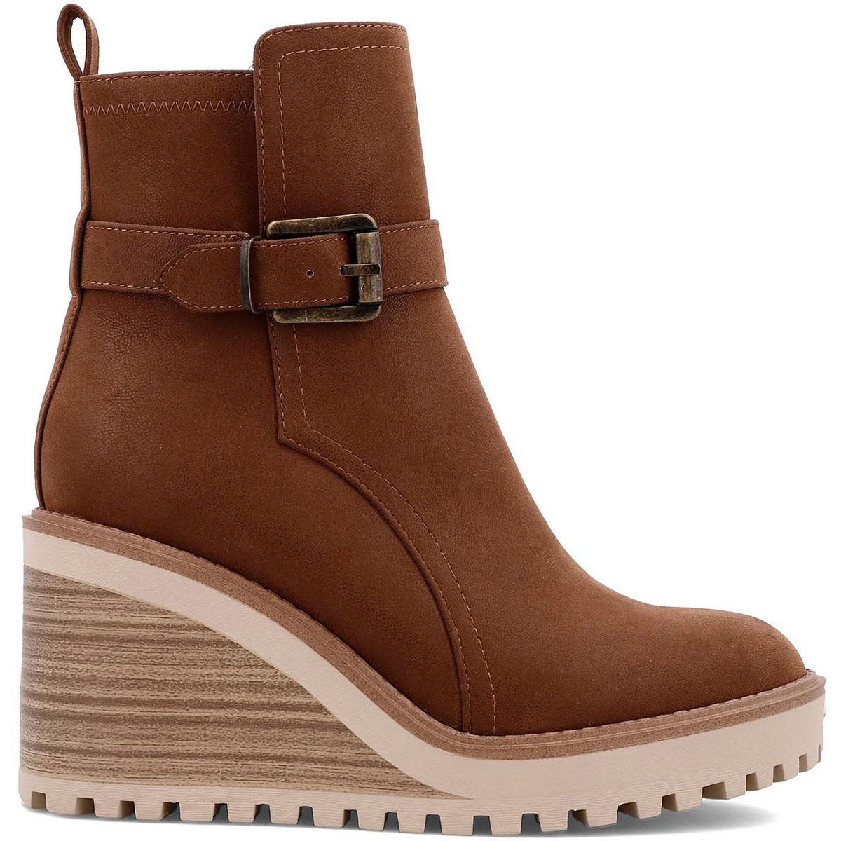 Mia Womens Cleste Buckle Wedge Boots BHFO 8743 - Picture 5 of 6
