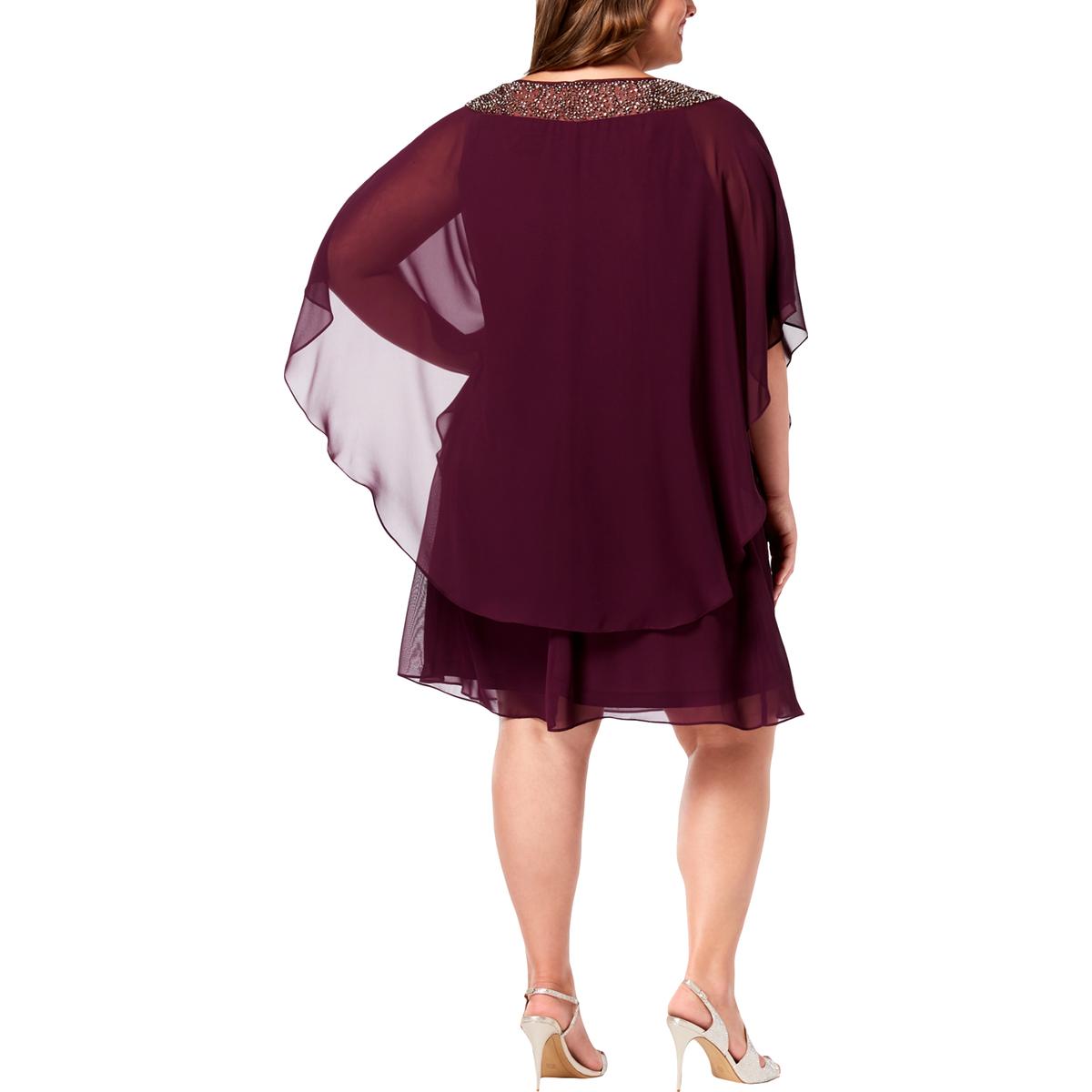 Xscape Womens Purple Embellished Special Occasion Dress Plus 16W BHFO ...