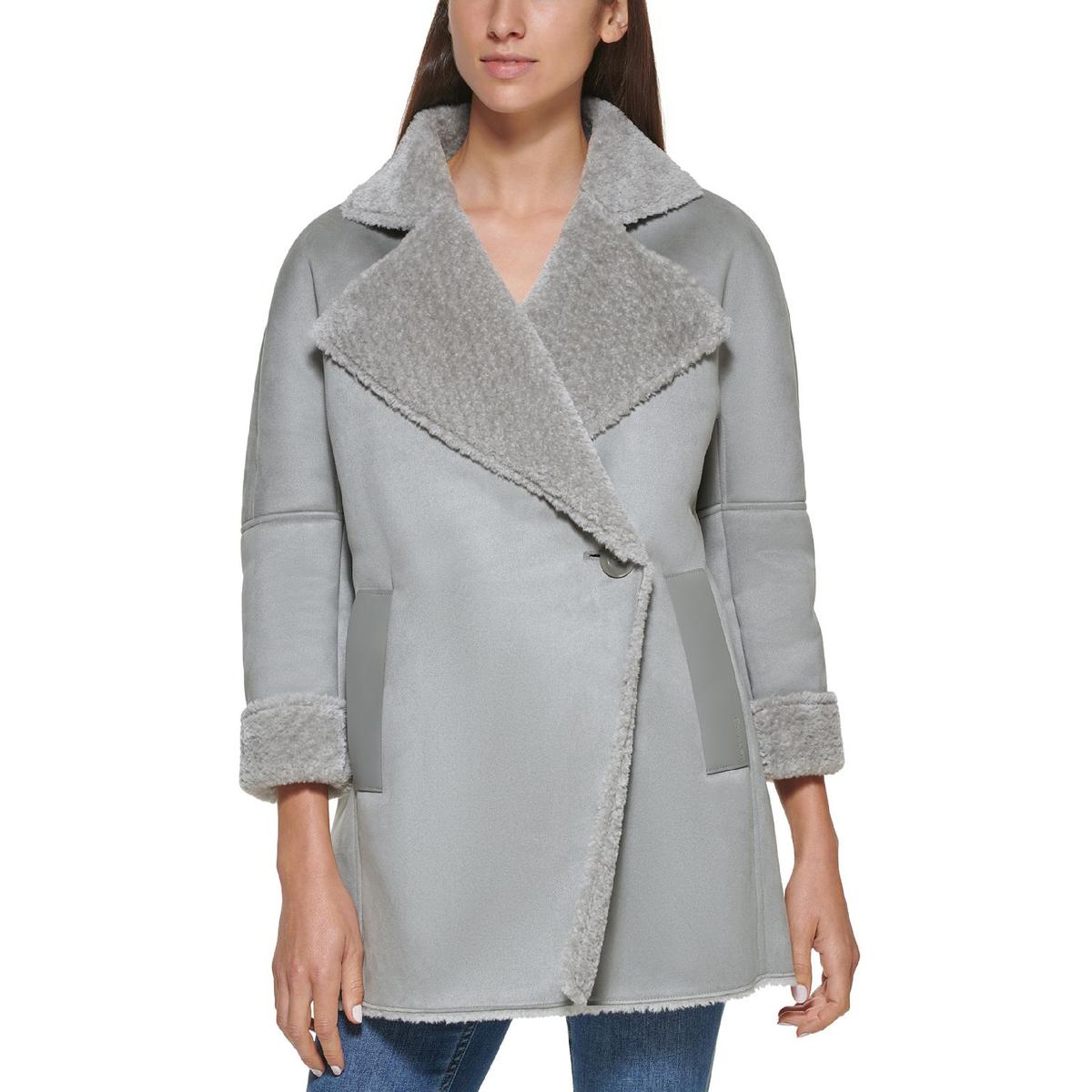 Calvin Klein Womens Midi Warm Cold Weather Faux Fur Coat Outerwear BHFO  5771 | eBay