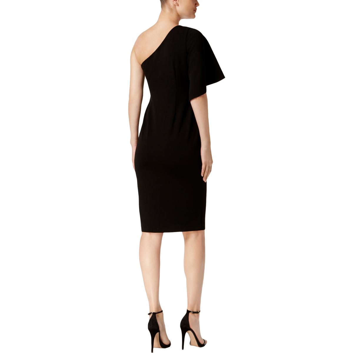 Calvin Klein Womens Black Ruffled One Shoulder Party Dress Petites 8P ...