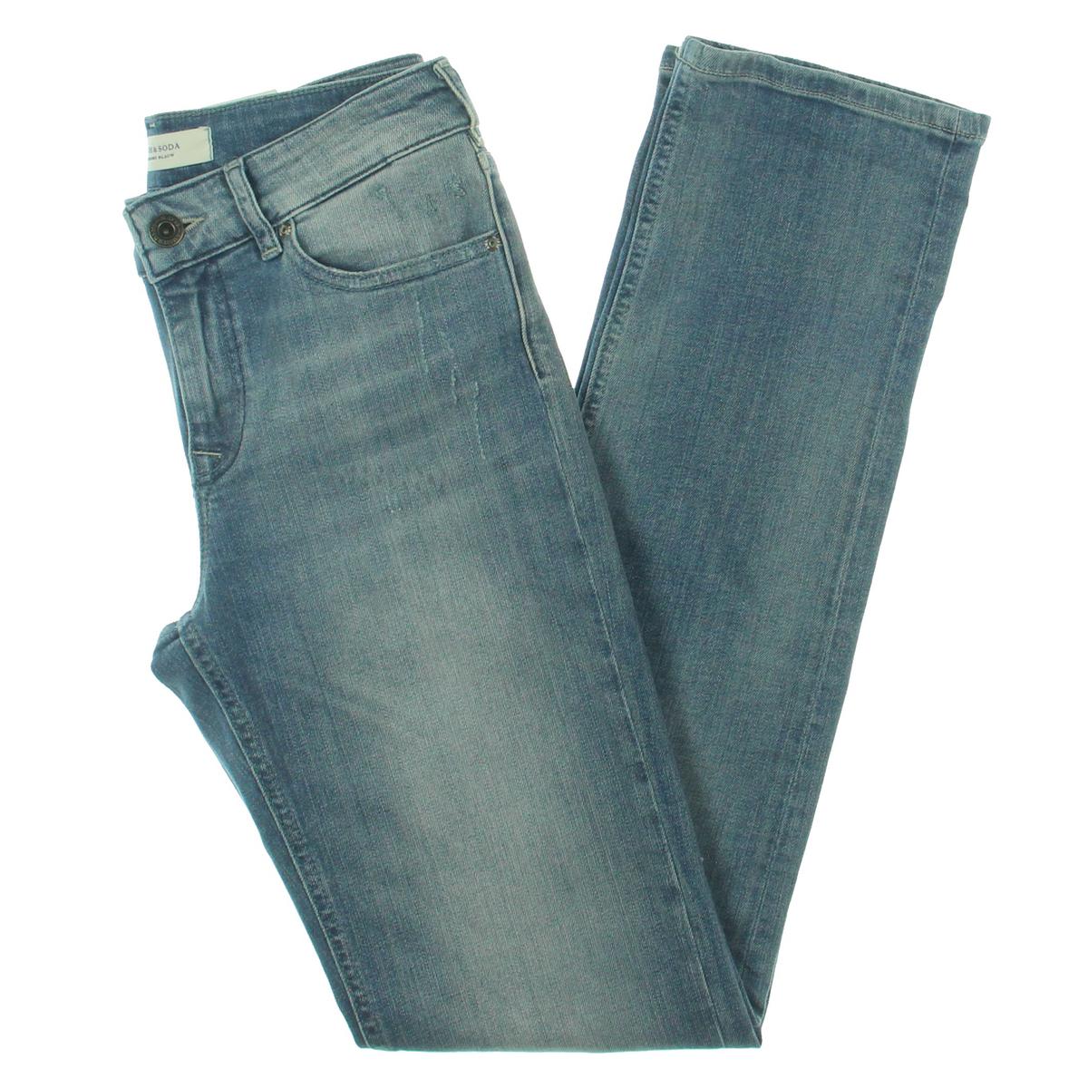 Scotch & Soda Womens Blue Destroyed Slim Straight Leg Jeans 28/32 BHFO ...