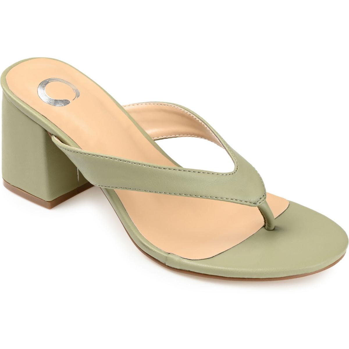 Journee Collection Womens Alika Faux Leather Slip On Thong Heels Shoes BHFO 8522 - Picture 4 of 5