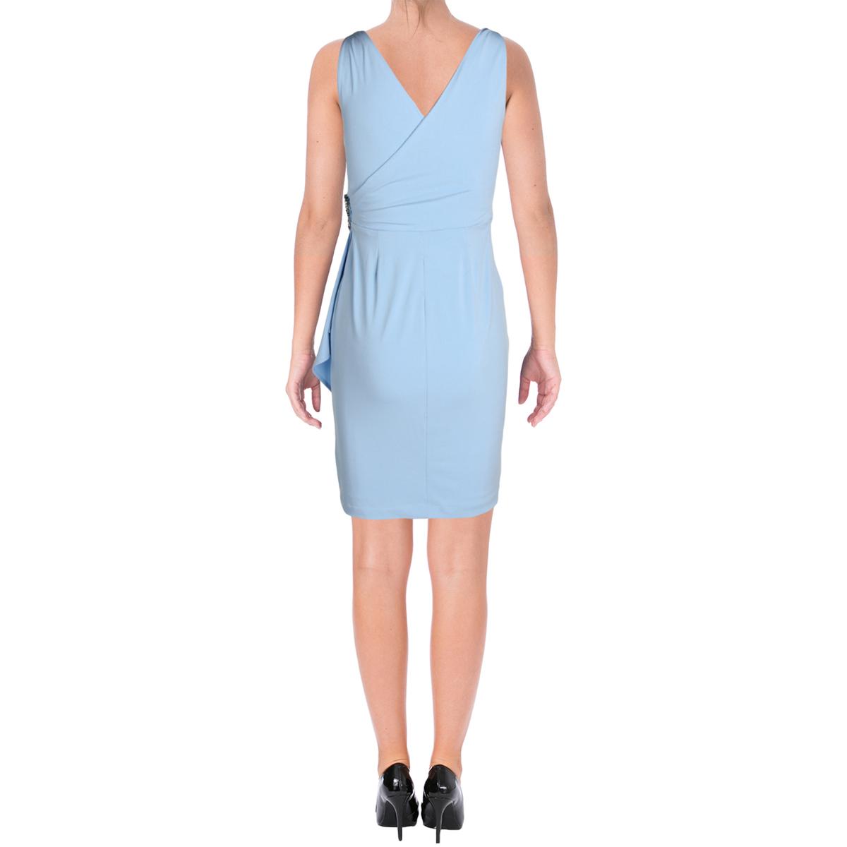 Calvin Klein Womens Blue Sleeveless Faux Wrap Cocktail Dress 12 BHFO ...