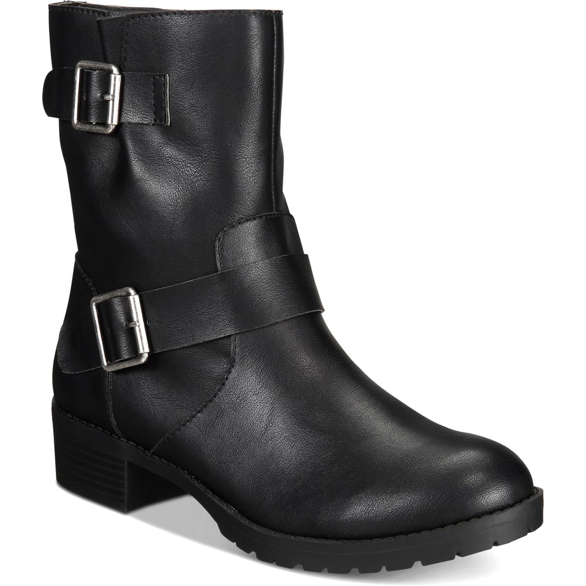 Style & Co. Womens Black Buckle Solid Ankle Boots Shoes 8 Medium (B,M