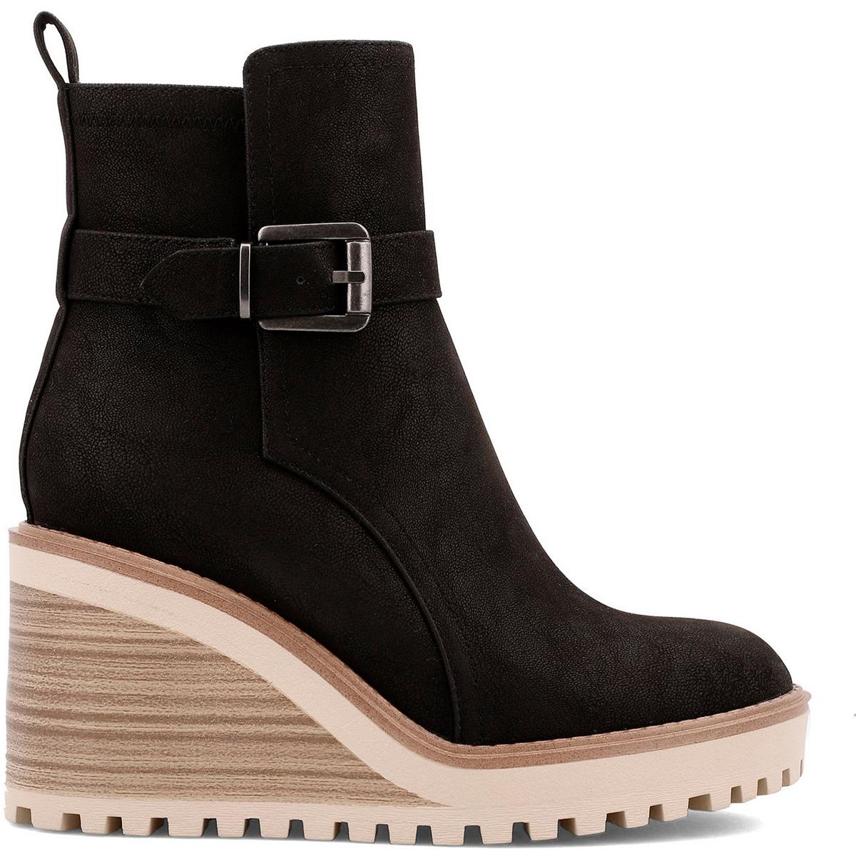 Mia Womens Cleste Buckle Wedge Boots BHFO 8743 - Picture 5 of 6