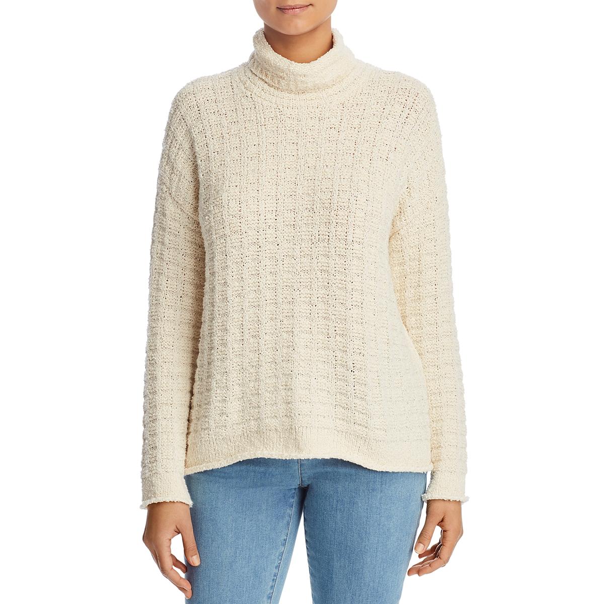 Eileen Fisher Womens Ivory Organic Cotton Turtleneck Sweater Top M BHFO ...