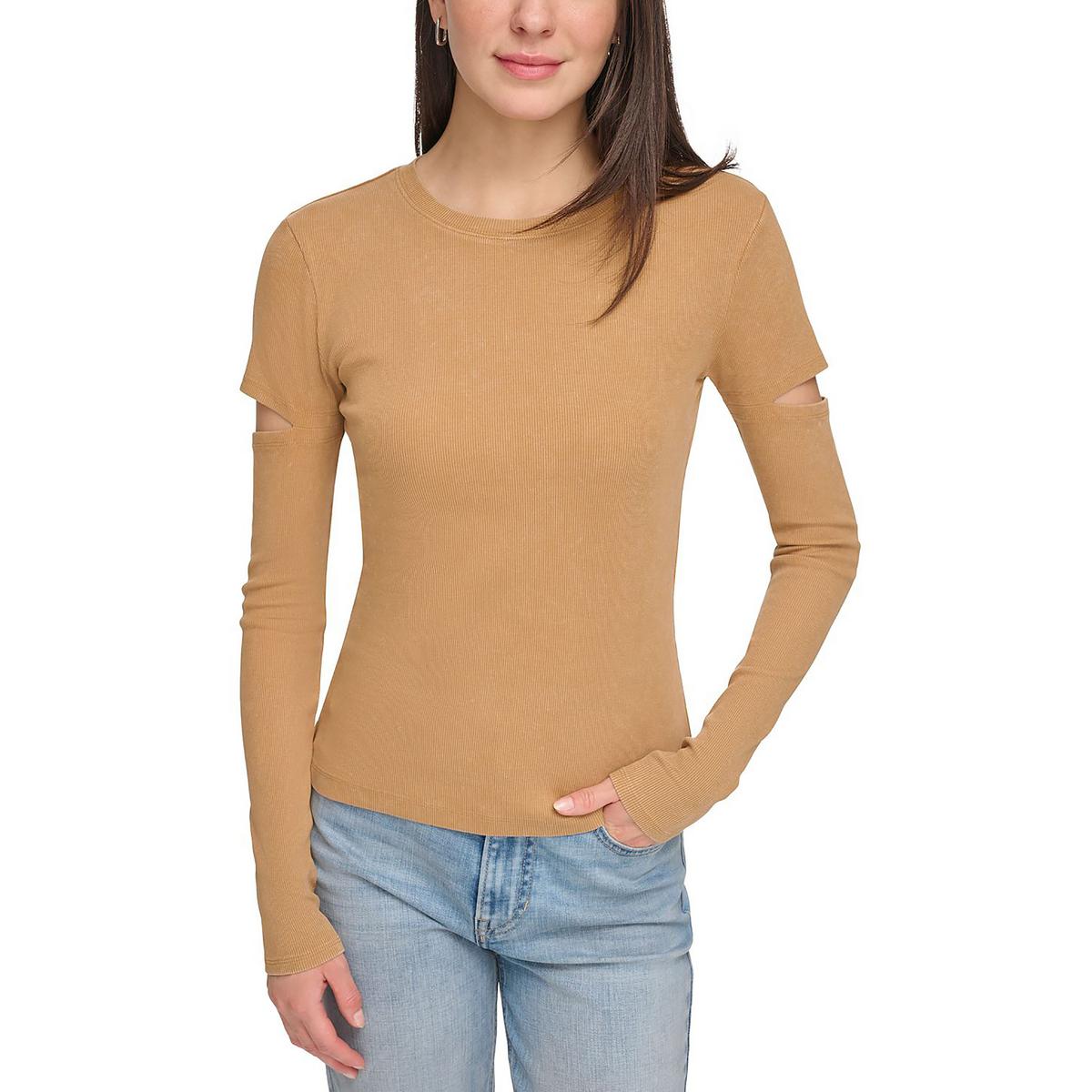 DKNY Jeans Womens Cotton Blend Cut Out Tee Blouse Shirt BHFO 6042