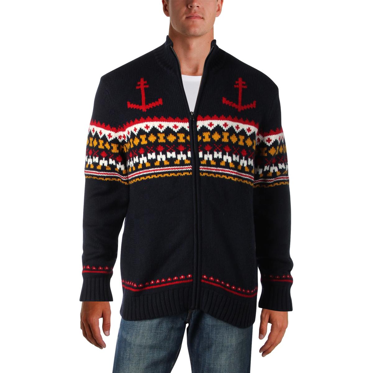 Download Nautica Mens Navy Fair Isle Mock Neck Long Sleeves Full ...