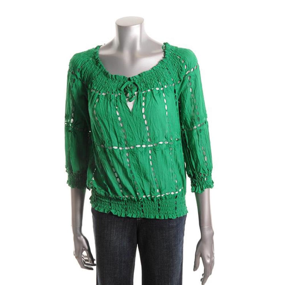 green peasant top