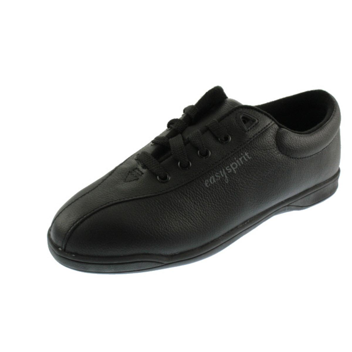 Easy Spirit Womens AP1 Black Leather Sneakers Shoes 8 Wide (C,D,W) BHFO