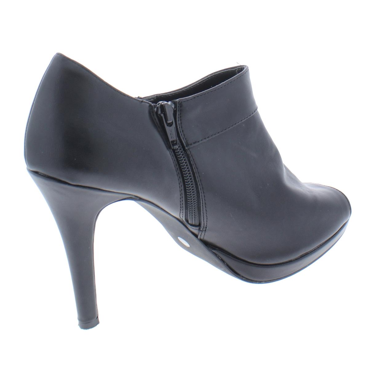 comfortable black booties low heel