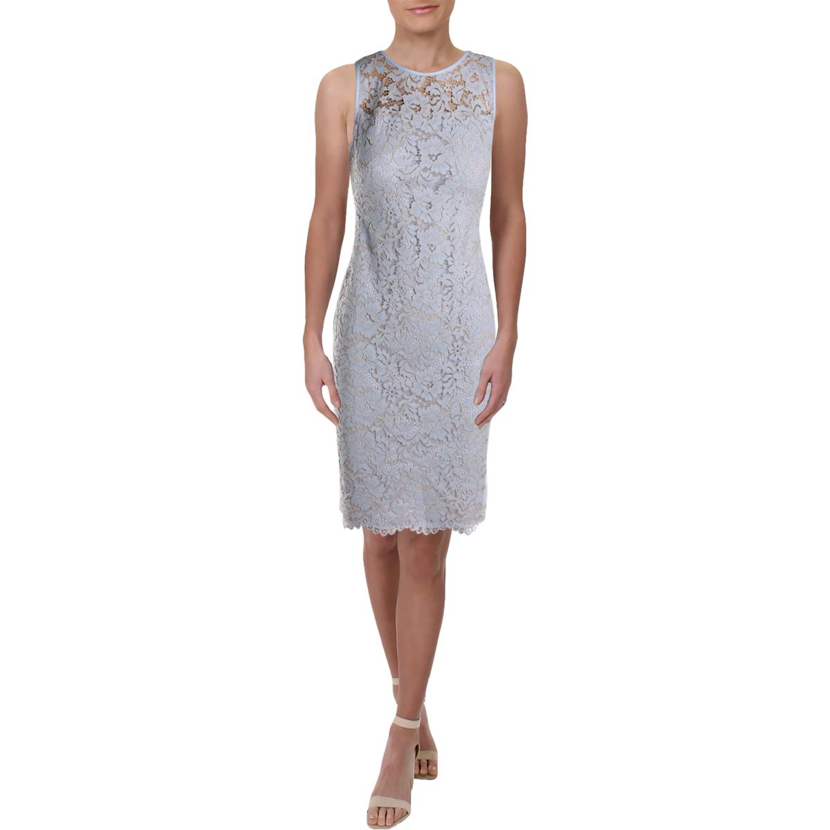 Lauren Ralph Lauren Womens Blue Lace Sleeveless Party Dress Plus 2 BHFO ...