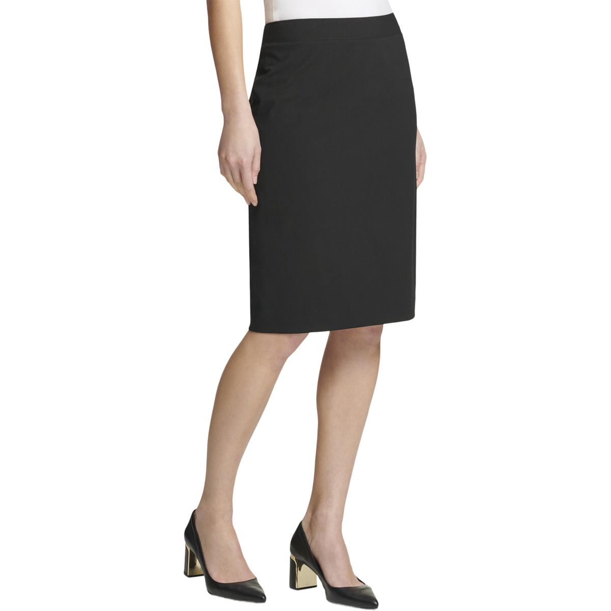 DKNY Womens Black Ponte Knee Length Business Pencil Skirt 14 BHFO 6907 ...