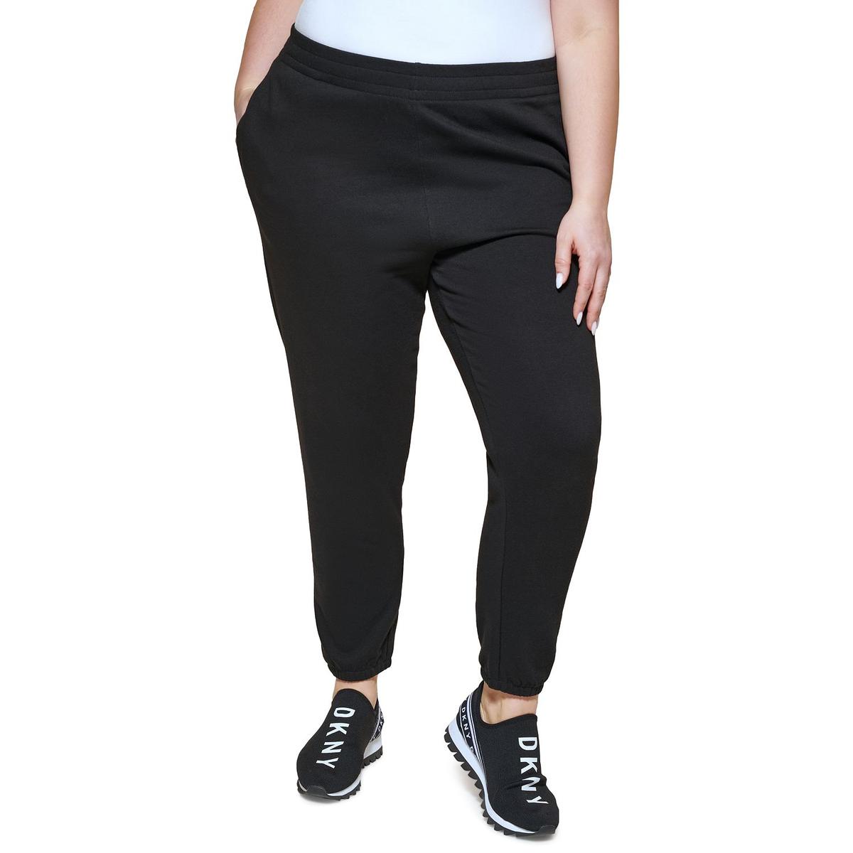 DKNY Sport Womens Logo High Rise Stretch Jogger Pants Plus BHFO