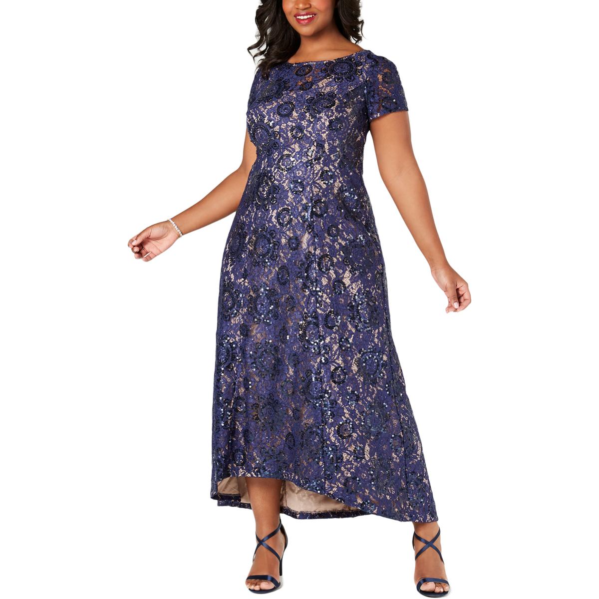 Alex Evenings Womens Navy Lace A Line Evening Dress Gown Plus 18w Bhfo 2852 884002895792 Ebay