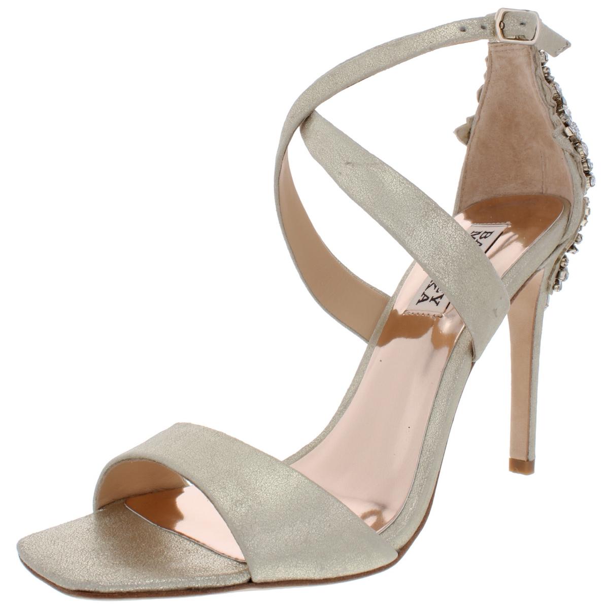 Badgley Mischka Womens Gold Suede Evening Heels Shoes 6.5 Medium (B,M ...