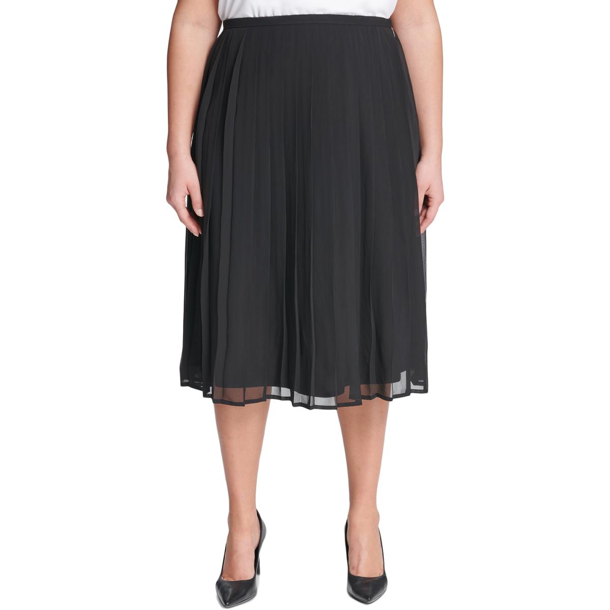 plus size black knee length skirt