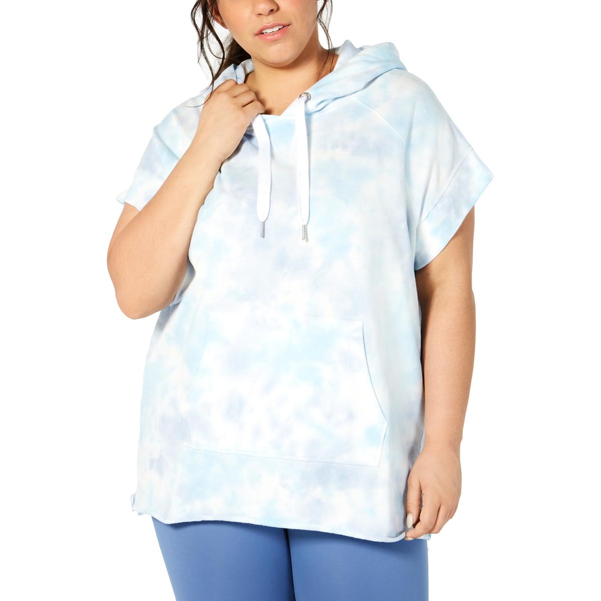 Ideology Womens Blue Fitness Workout Pullover Top Athletic Plus 2X BHFO 4122