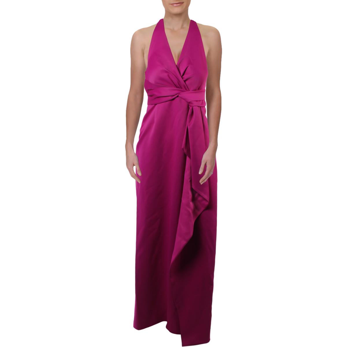 Halston Heritage Womens Purple Satin Halter Evening Dress Gown 4 BHFO ...