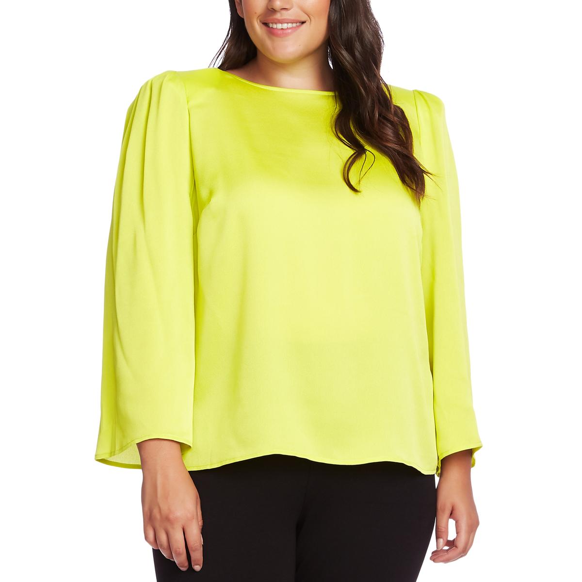 Vince Camuto Womens Green Satin Dressy Bright Blouse Top Plus 2X BHFO ...